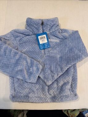 Columbia Light Blue Plush Half-Zip Kids Fleece Jacket